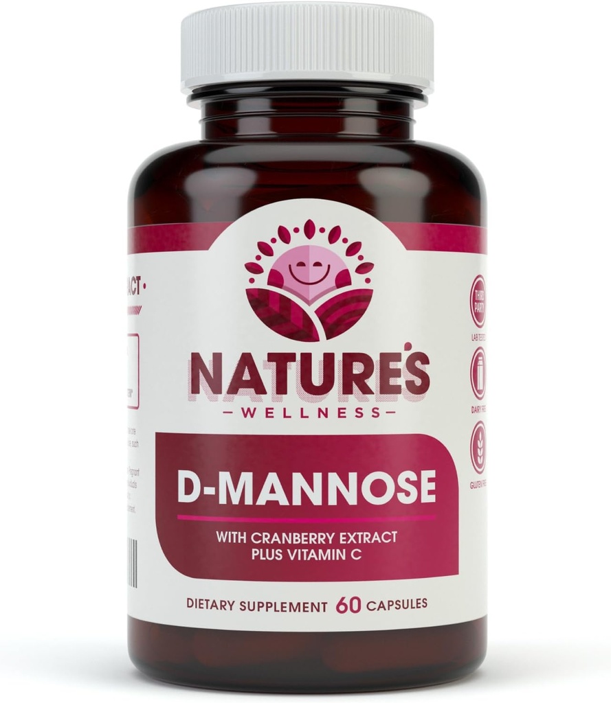 D MANNOSE with Cranberry Extract & Vitamin C - Urinary Tract UT Cleanse & Bladder Health - Protects Against Urinary Tract Infections UTI - Natural Healthy Flush & Detox Impurities | 60 Veg Capsule