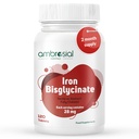 Ambrosial Iron Bisglycinate 28mg High Strength Tablets | High Absorption Iron Supplement for Tiredness and Fatigue for Women and Men | Pack of 1-120 Veg Tablets