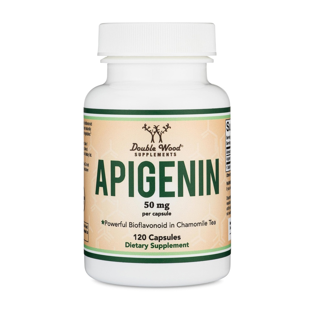 Apigenin Supplement - 50mg per Capsule, 120 Count (Powerful Bioflavonoid Found in Chamomile Tea for Relaxation, Sleep, and Mood) Senolytic Flavonols for Aging (Gluten Free) by Double Wood