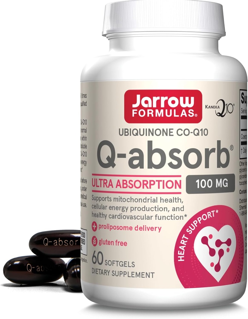 Jarrow Formulas Q-absorb Co-Q10 100 mg - 60 Softgels - Dietary Supplement - Antioxidant Support for Mitochondrial Energy Production & Cardiovascular Health - Up to 60 Servings
