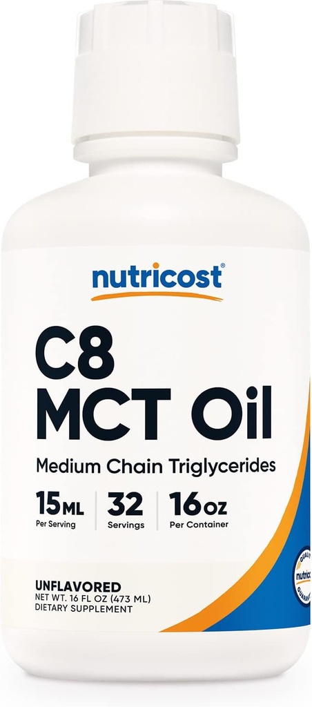 Nutricost C8 MCT Oil 16oz - Keto, Paleo, Non-GMO