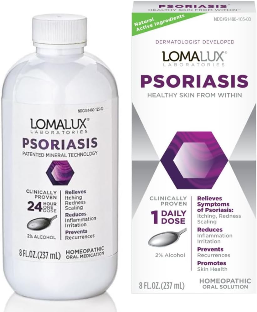 Loma Lux Psoriasis Relief Natural w/Minerals - Multi-Symptom Relief - Clinically Proven Treatment Dermatologist Developed for Psoriasis Vulgaris, Seborrheic Dermatitis, Scalp, Inverse Types - 8 Fl Oz