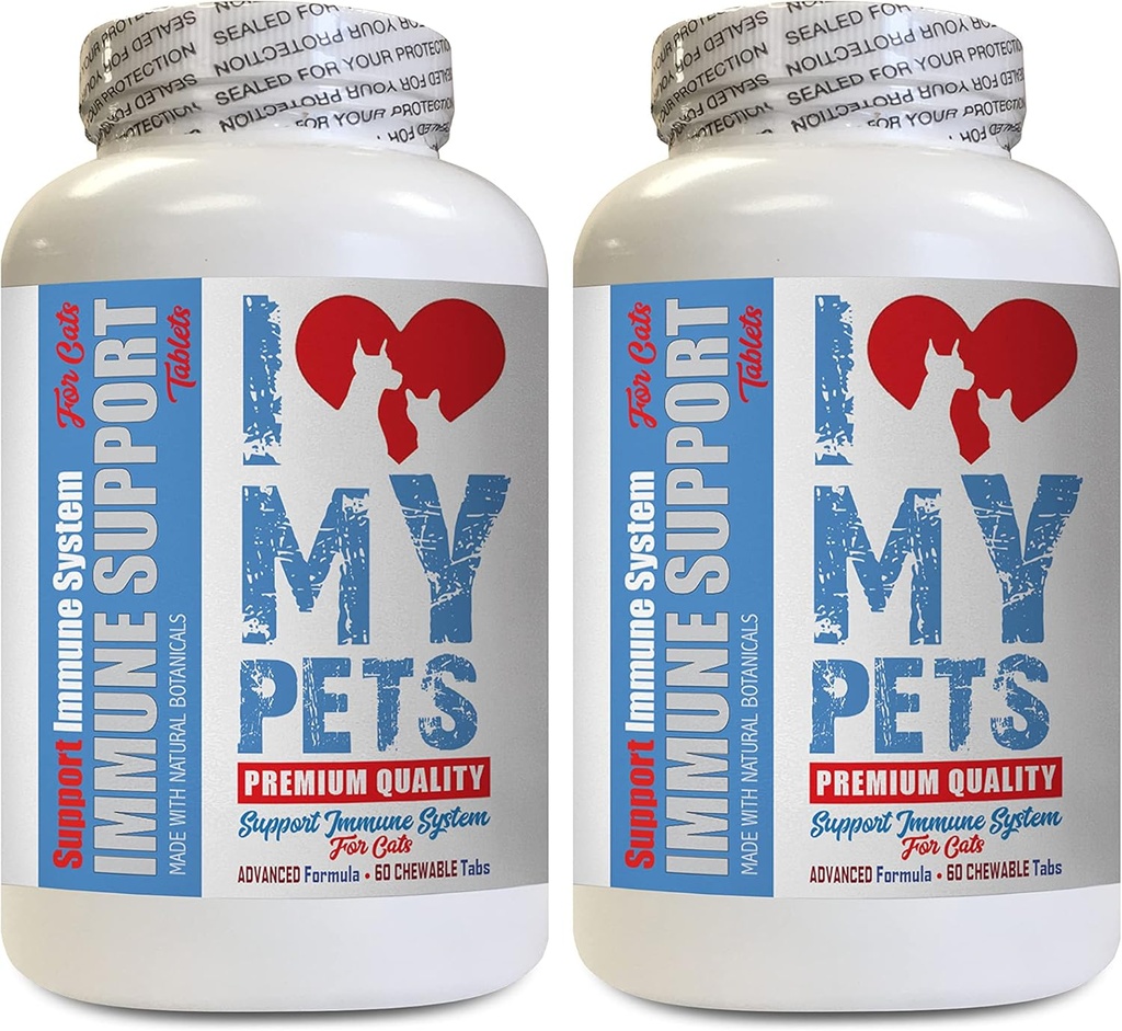 I LOVE MY PETS LLC Skin Care for Cats - CAT Immune Support - Booster - Healthy Supplement - Milk Thistle Cats - 120 Treats (2 Bottles)