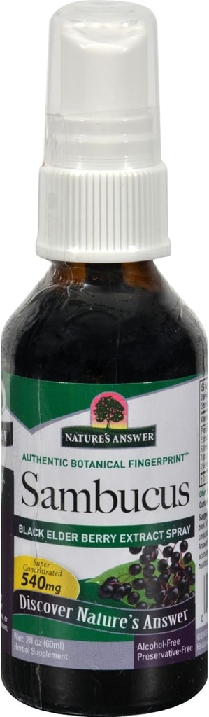 Nature's Answer Sambucus Syrup Extract Spray 2 Fluid Ounces | Immune Booster on the Go | Travel Friendly | Rich in Antioxidants | Natural Immune Support