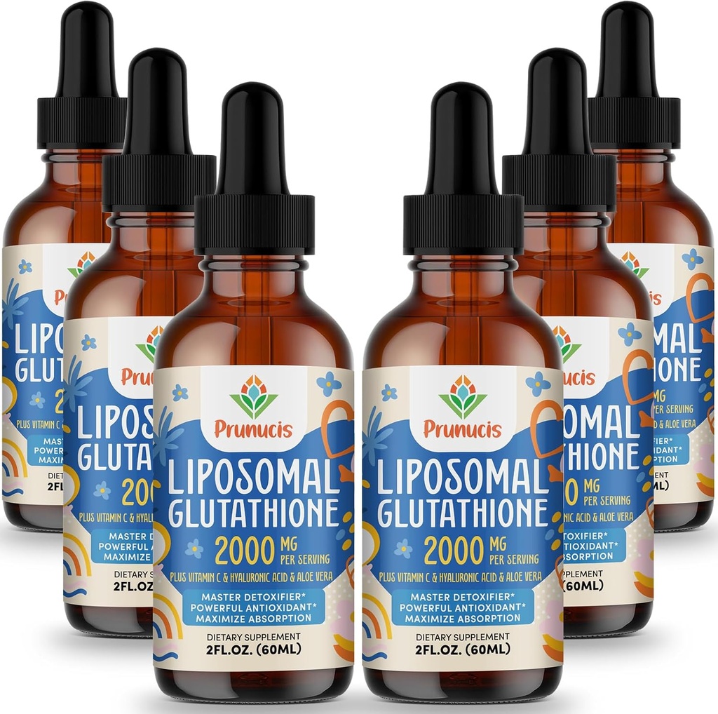 2000MG Liposomal Glutathione Liquid, 98% Absorption, Active Form L-Glutathione Supplement, Vegan Friendly, Powerful Antioxidant Complex for Immune System, Aging Defense, Detox, 12 FL.OZ