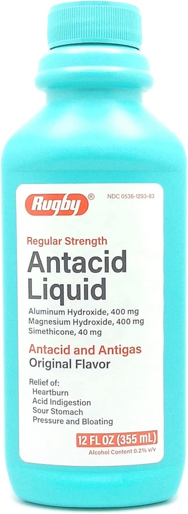 Rugby Laboratories Antacid Liquid Regular Strength Aluminum Hydroxide 400 mg Magnesium Hydroxide 400 mg Simethicone 40 mg Antacid and Antigas Original Flavor (Pack of 1)