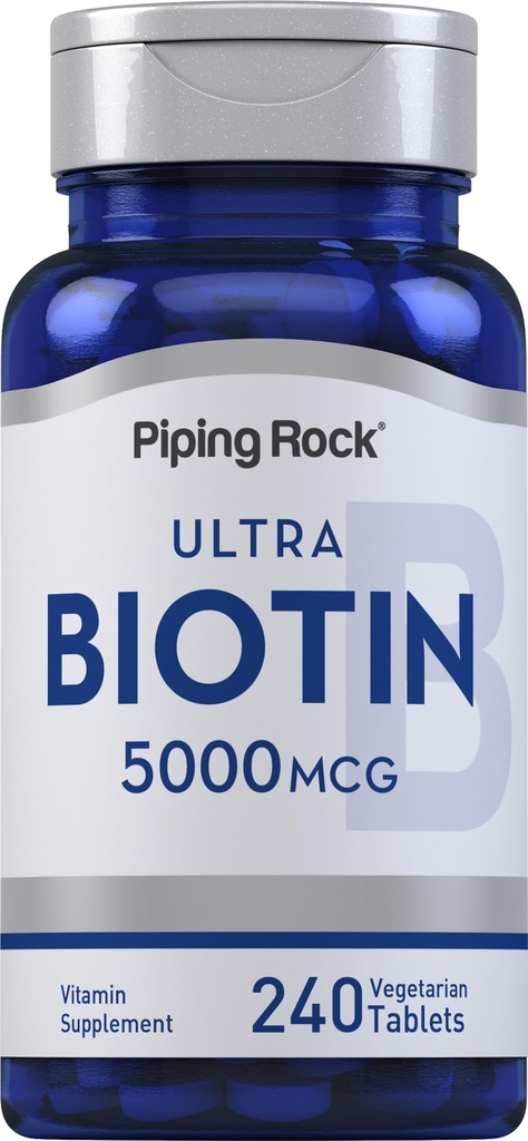Piping Rock Biotin 5000mcg | 240 Tablets | Vitamin Supplement | Vegetarian, Non-GMO, Gluten Free