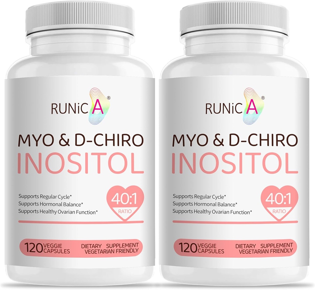 Myo-Inositol & D-Chiro Inositol Supplement for Women - Ideal 40:1 Ratio -Support Women's Hormone Balance & Fertility & Ovarian Health - Vegan Powder Capsules - 60-Day Supply