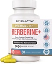Swiss Activa+ Labs Organic 7-in-1 Berberine Supplement | 600mg HCl + Ceylon Cinnamon, Turmeric, Ginger, ACV, Goldenseal, BioPerine | Metabolic, Heart & Digestive Support | Vegan, Non-GMO 30 Day Supply
