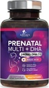 Prenatal Vitamins with Folic Acid & DHA, Fetal Brain Development Support with Folate & Omega 3's, Prenatal Multivitamin for Women, Vitamin A, C, D, B6, B12 & Iron, Pregnancy Supplement - 120 Softgels