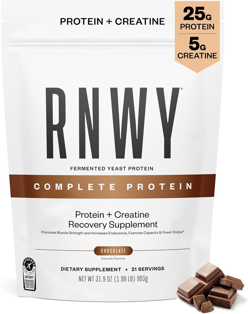 25g Chocolate Protein + 5g Creatine Powder, Vegan Plant-Based Protein with Digestive Enzymes to Build & Recover, 21 Servings