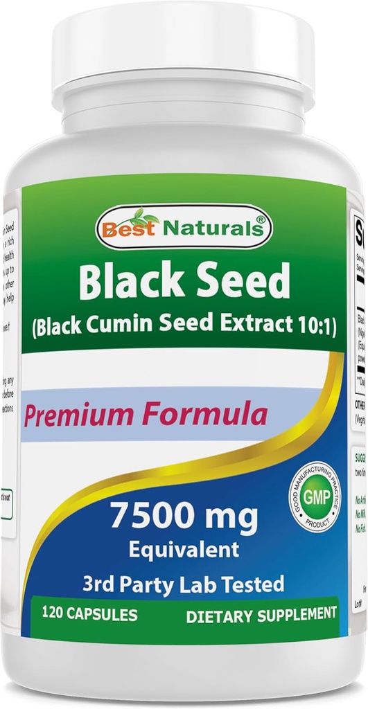 Best Naturals Black Seed (Black Cumin Seed Extract 10:1) 750 mg Per Serving- 120 Capsules