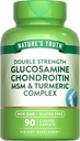 Nature's Truth Glucosamine Chondroitin MSM Complex | 90 Caplets | with Turmeric | Double Strength | Non-GMO & Gluten Free Supplement