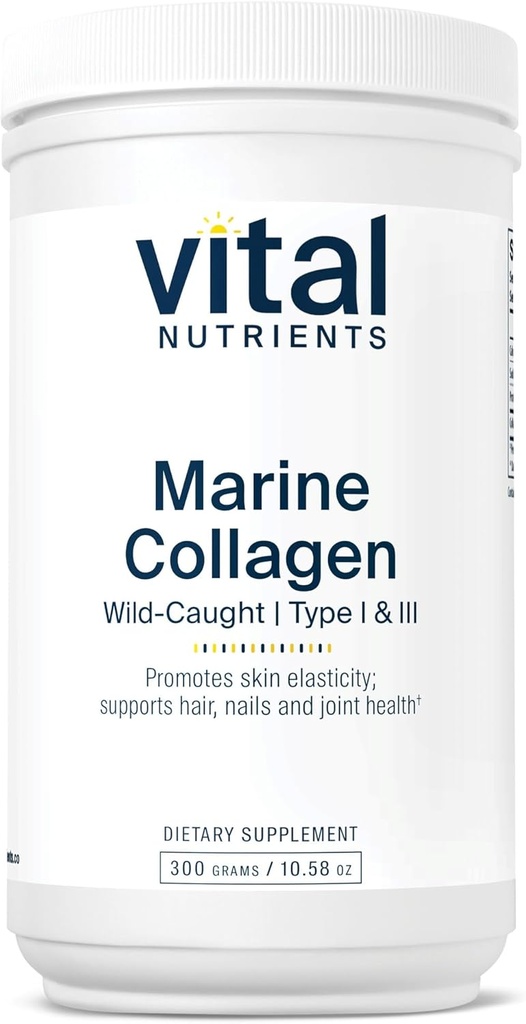 Vital Nutrients Marine Collagen Powder Unflavored | Hair, Skin, Nails, & Joint Support* | Type I & III Collagen Powder Supplement from Wild-Caught Fish | Gluten, Dairy, Soy Free | 300 Grams