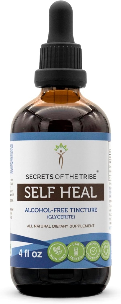 Secrets of the Tribe Self Heal Alcohol-Free Liquid Extract, Self Heal (Heal All, Prunella Vulgaris) Dried Herb Tincture Supplement (4 FL OZ)