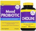InnovixLabs Choline & Mood Probiotic Bundle Choline Bitartrate 550mg (100 Capsules) Mood Probiotic (60 Capsules). Supports Memory, Mood, Brain Health & Boost Cognitive.*
