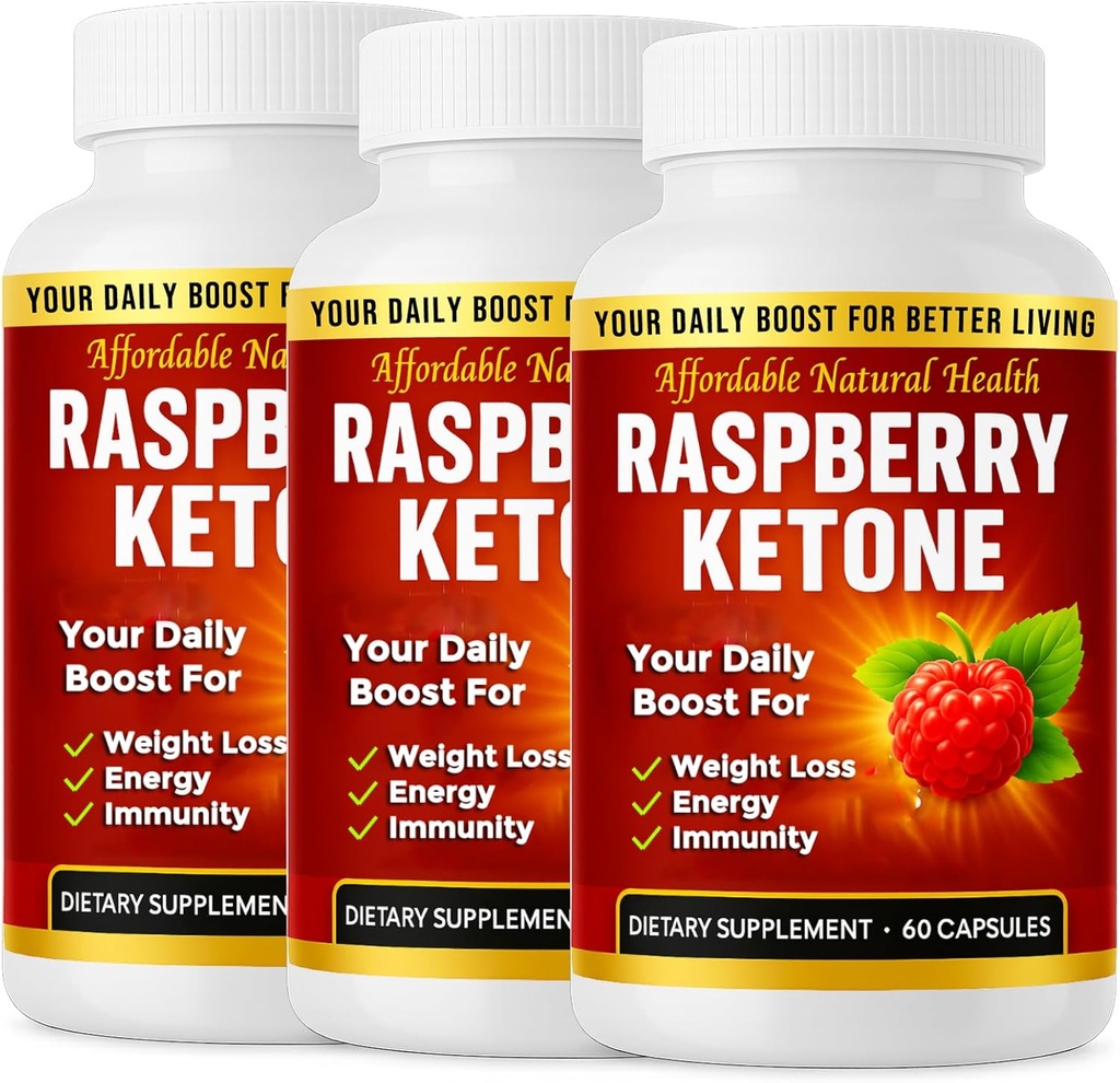 Raspberry Ketone Capsules, All-Natural Formula, May Support Active Healthy Lifestyle, 1000 mg Supplement, 180 Capsules, 6 Month Supply, Vegan, Non GMO