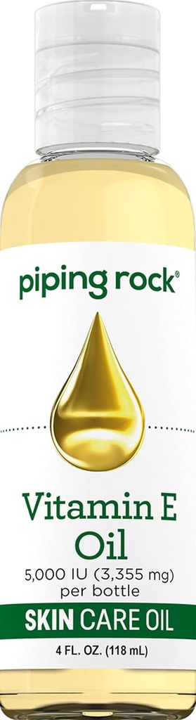 Piping Rock Vitamin E Oil | 5000 IU | 4 fl oz | for Skin, Face, Hair, & Nails | Nourishing Supplement