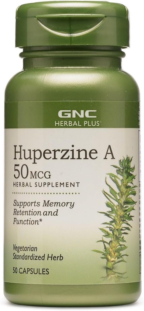 GNC Herbal Plus Huperzine A 50mcg Supplement, Vegetarian, 50 Servings