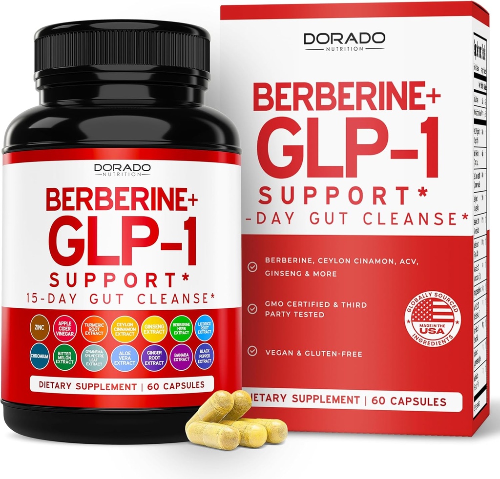 GLP-1 Supplement 14 in 1 Formula (GLP1 Supplement with Berberine, ACV, Chromium, Ceylon Cinnamon, Turmeric & More) Support Gut Health & Metabolism - Third Party Tested, Vegan Safe & USA Made
