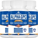 15-in-1 Alpha GPC Supplement with Phosphatidylserine, Uridine, L-Theanine, Lion's Mane Mushroom, 180 Capsules