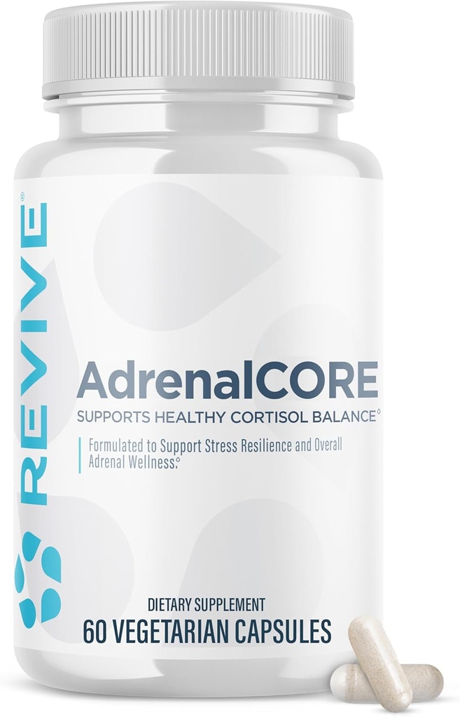 Revive MD Adrenal Support Supplements for Fatigue - Natural Cortisol Manager & Supplement with Rhodiola Rosea & Ashwagandha Promotes Energy Levels & Mental Performance - Men & Women - 30 Servings