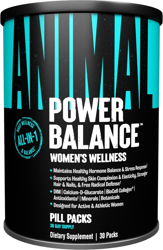 Animal Power Balance – Women's Alpha F Comprehensive Formula – Supports Hormonal Balance, Complexion, Hair, Nails, Mood and Stress, Intestinal Health, & Bone and Joint Health – 30 Packs