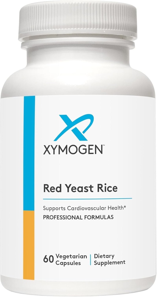 XYMOGEN Red Yeast Rice - Non-GMO Red Yeast Rice Supplement to Help Maintain Already Healthy Blood Lipid + Cholesterol Levels - Cardiovascular Support - Tested Citrinin-Free (60 Capsules)