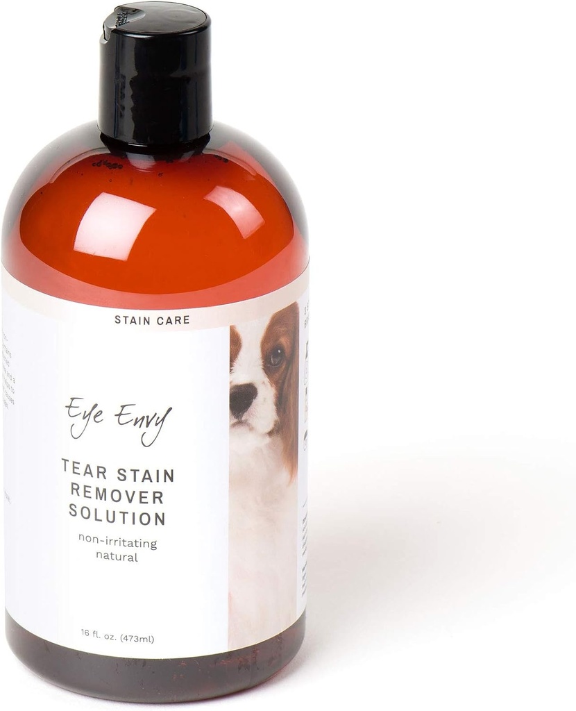 Eye Envy Tear Stain Remover Solution for Dogs. 100% Natural, Safe. Treats The Cause of Stains. Recommended by AKC Breeders, Vets, Handlers, Groomers. Contains Colloidal Silver. 16 oz. Made in USA