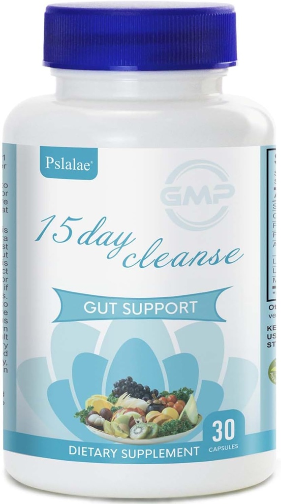 15 Day Cleanse, Gut and Colon Support, Advanced 15 Day Gut Cleanse Detox for Women & Men with Senna, Cascara Psyllium Husk & Sagrada, 30 Count