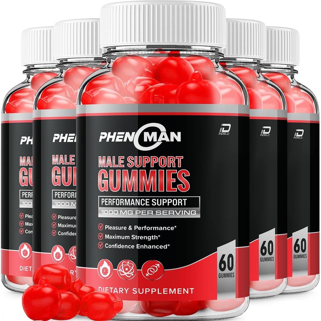Phenoman for Men Gummies – Pheno Man Max Performance, Phenoman Advanced Formula, Extra Strength Natural Supplement for Muscle Growth & Overall Health Support and Reviews (5 Pack – 300 Gummies)