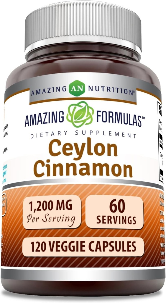 Amazing Formulas Ceylon Cinnamon 1200 Mg | Vegetarian Capsules | Non-GMO | Gluten-Free | Made in USA (1 Pack | 120 Count)