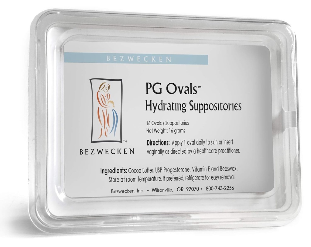 Bezwecken – PG Ovals – 16 Oval Suppositories – Same Trusted Formula, New Improved Shape – Professionally Formulated to Alleviate Vaginal Dryness in Women of All Ages – Progesterone-Only Alternative