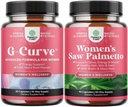 Bundle of G Curve Horny Goat Weed for Women for Enhanced Energy Mood Performance and Extra Strength Saw Palmetto for Women 500mg - DHT Blocker - 30-Day Supply - Hair Vitamins for Hair Loss Supplement