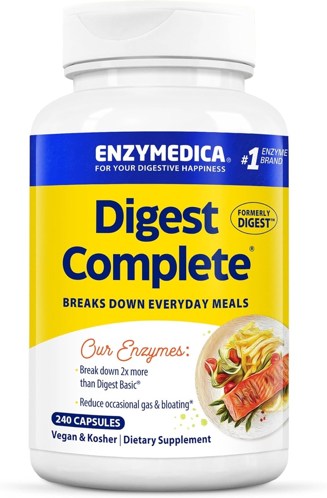 Enzymedica Digest, Full-Range, Everyday Digestive Enzymes, Offers Fast-Acting Gas & Bloating Relief, 240 Count