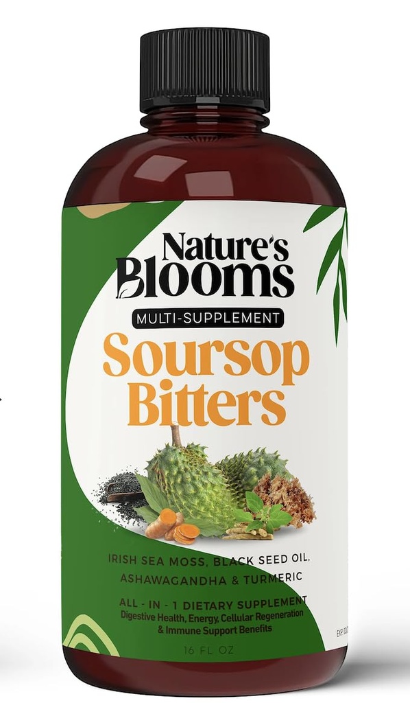 Soursop Bitters Liquid Supplement, 16 oz | Nature's Best Bitters | Health-Focused Ingredients for Traditional Wellness & Cleanse Support