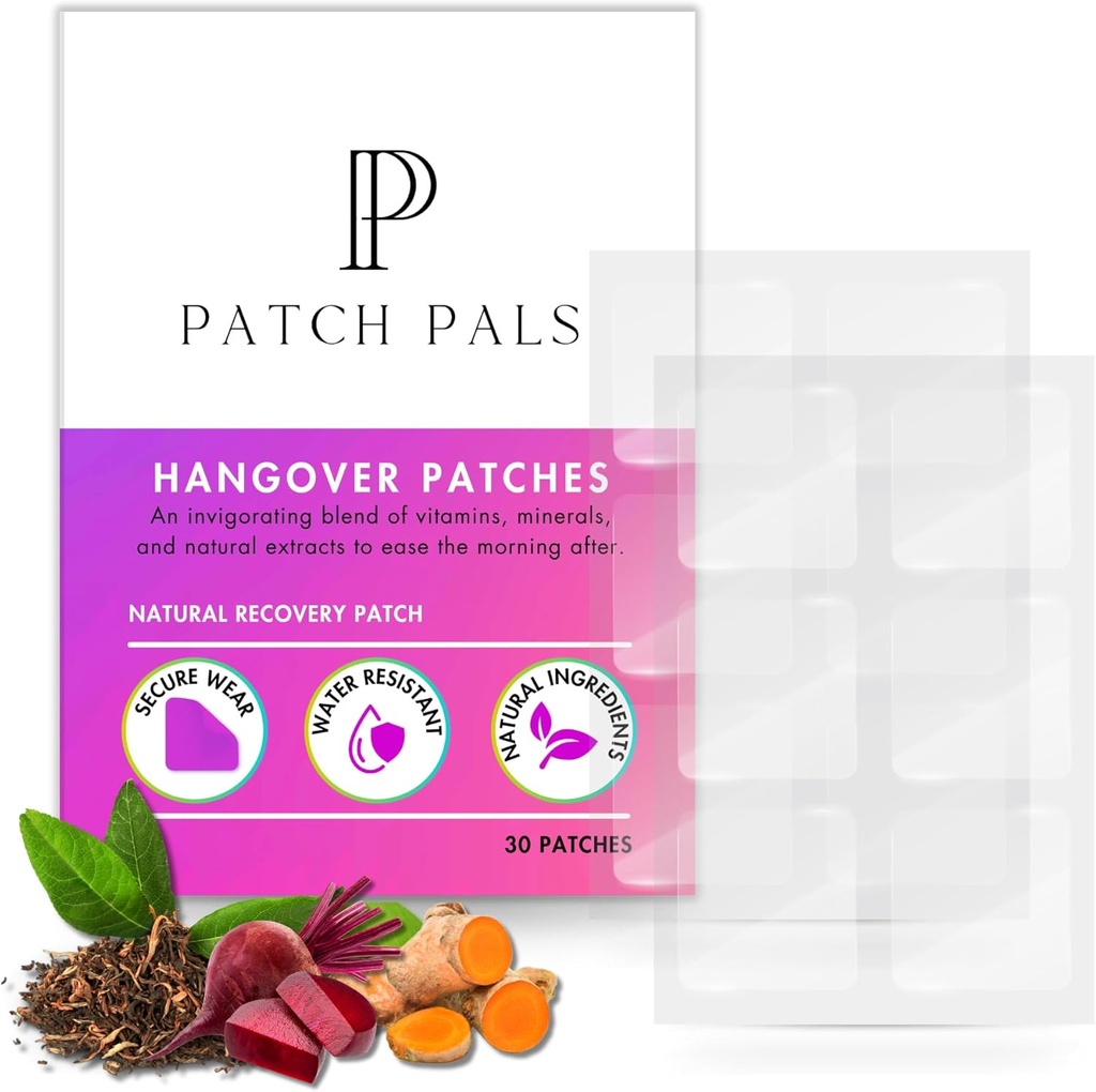 Natural Hangover Patches - Waterproof Clear Party Patches (30 Count) - Discreet and Sticks to Skin Well - Use Before Drinking and Wake Up Refreshed and Energized After Party