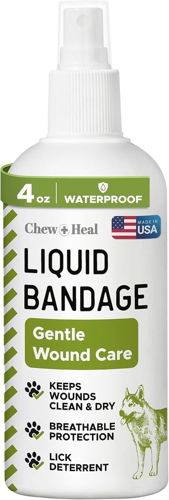 Pet Liquid Bandage for Dogs - 4 oz Spray with Aloe - Wound Care for Dogs Including Cuts, Scrapes, and Stitches - Breathable and Waterproof