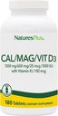 NaturesPlus Calcium/Magnesium/Vitamin D3 with Vitamin K2 - Supports Bone & Immune Health - Vegetarian, Gluten Free - 180 Tablets - 45 Servings