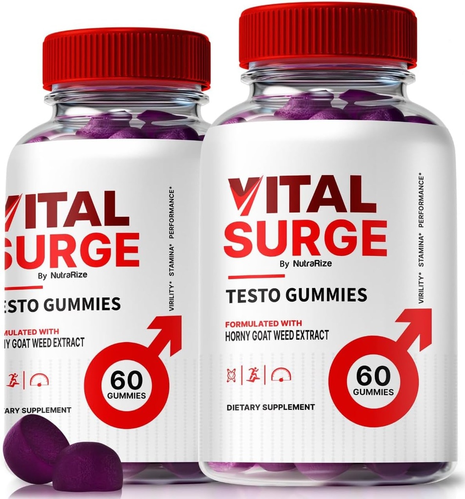 (2 Pack) Vital Surge Testo Gummies – Premium VitalSurge Gummies for Men with Clean Ingredients to Fuel Drive, Confidence and Daily Performance, Easy-to-Chew Tasty Vital Surge ME Gomitas (120 Gummies)