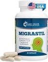 Basic Vigor Migrastil Migraine Support Capsules. Feverfew, Magnesium, Taurine & Vitamin B1 for Migraines Natural Supplement. Made in The USA. Vegan and Gluten Free.