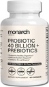 Probiotic 40 Billion + Prebiotics: 4 Diverse Strains - Digestive & Gut Health (60 Capsules) - Probiotics For Women & Men - Natural | Gut Health & Immune Support Supplement | Provides Digestive Support