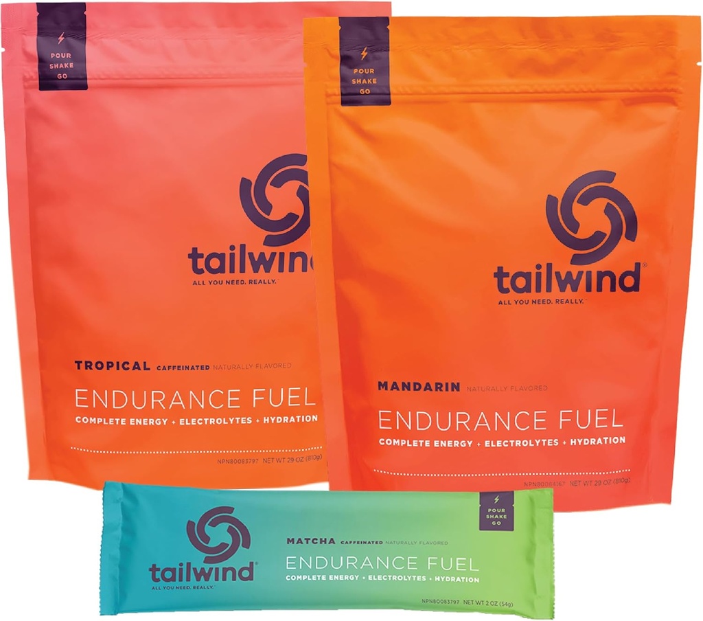 Tailwind Nutrition Grab-and-Go Endurance Fuel Hydration Packets Bundle with Endurance Fuel Powder and Caffeinated Endurance Fuel Powder