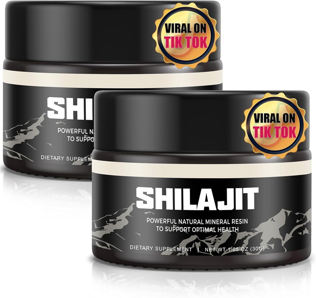 Shilajit Pure Himalayan Organic Shilajit Resin - Gold Grade 100% Shilajit Supplement - Natural Shilajit Resin with 85+ Trace Minerals & Fulvic Acid for Focus & Energy, Immunity,2 * 30