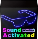 YouRfocus Sound Activated LED Wireless Light up Glasses, Neon Glasses Glow in the Dark for Rave Party, EDM