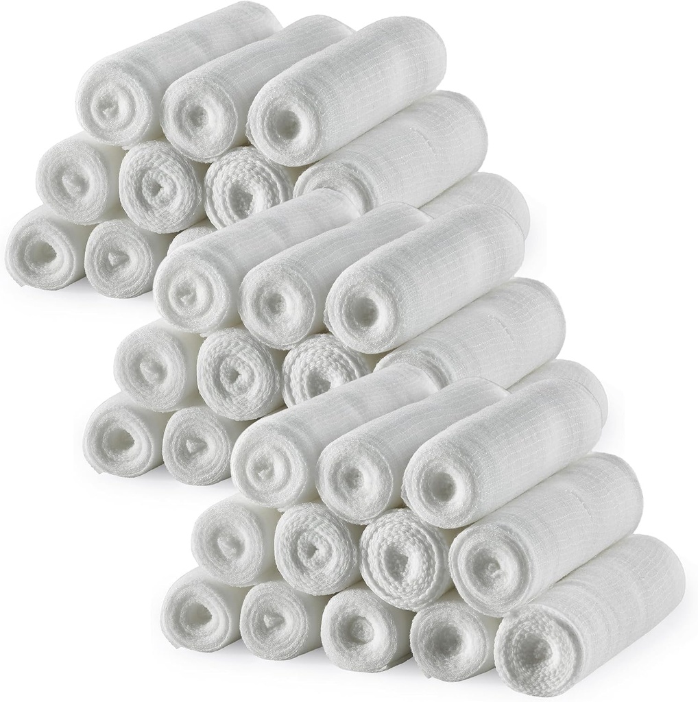 MEDca Gauze Bandage Rolls - 36 Pack, 4 in x 4.1 Yards Per Roll, Medical Grade Stretch Wrapping for Dressing All Types of Wounds and First Aid Kit (4-Inch, 36 Pcs)