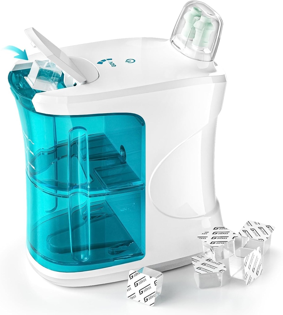 Dual Powered Nasal Irrigation System,Self-Cleaning and Automatic Waste Collection Machine,Sinus Rinse for Various Nasal Symptoms Relief, Nose Cleaner Machine with 18 Saline Capsules