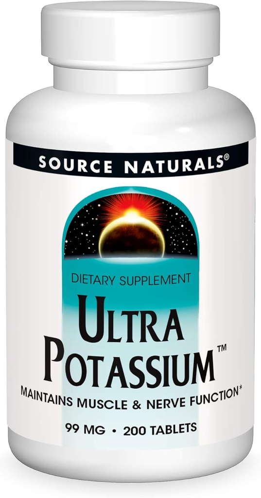 Source Naturals Ultra Potassium 99 mg Maintains Muscle & Nerve Function - Dietary Supplement - 200 Tablets