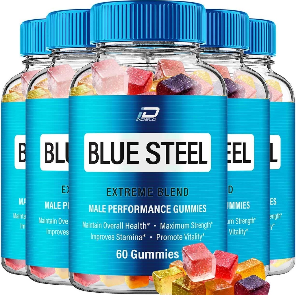 Blue Steel Gummies - BlueSteel Hemp Gummies, Steel Blue Official Formula Hemp Gummies - Natural Hemp Oil Advanced Formulation, Blue Steel Hemp Gummies Reviews (5 Pack - 300 Gummies)
