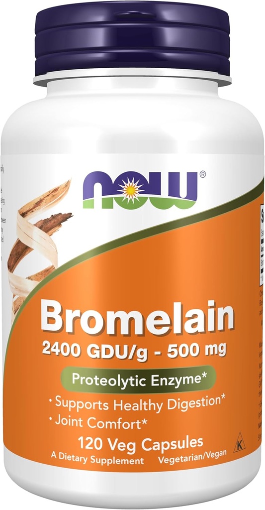 NOW Foods Supplements, Bromelain (Natural Proteolytic Enzyme) 2,400 GDU/g - 500 mg, Natural Proteolytic Enzyme*, 120 Veg Capsules
